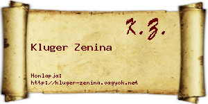 Kluger Zenina névjegykártya